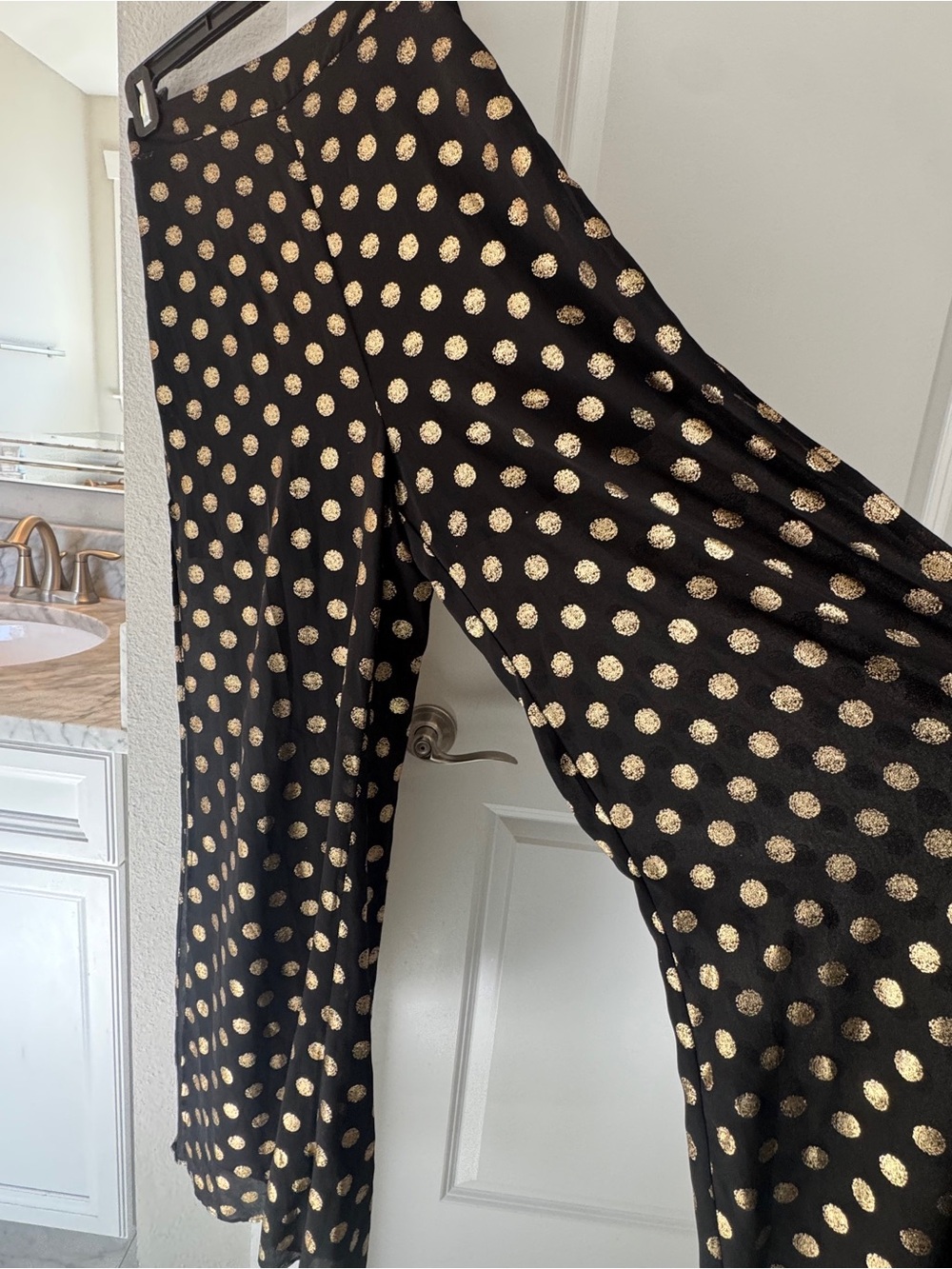 Show Me Your Mumu Campbell High Slit Pants Black Gold Polka Dot Wide Leg REVOLVE - Picture 7 of 9